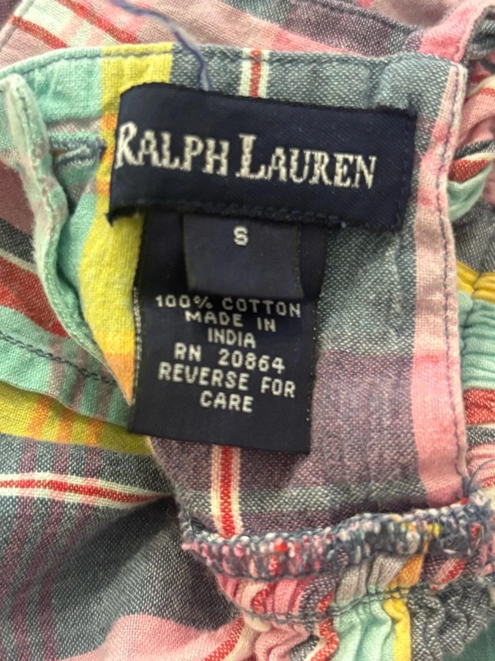 Vintage Ralph Lauren Plaid Pastel Infant Sundress & Bloomers Set Small 6-12 M